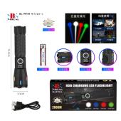 фонарь night vision fluorescence m11r-4tg(white+red+blue+green), 1x18650, индикация заряда, зу type-c, zoom, оптом, купить