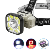 фонарь налобный 826x-xpe+8cob(white+red), 1x18650, вело крепление, зу type-c, box, оптом, купить