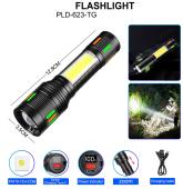 фонарь night vision fluorescence 623-tg+cob, li-ion аккум., зу type-c, индикация заряда, zoom, оптом, купить