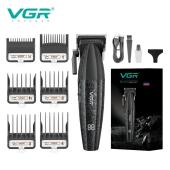 аккумуляторная машинка для стрижки (clipper) vgr v-640c black, 6 насадок, led display, 9000rpm, оптом, купить