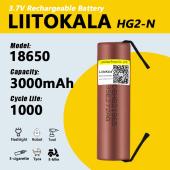 аккумулятор высокотоковый 18650, liitokala hg2-n, 3000mah, с контактами под пайку, оригинал, оптом, купить