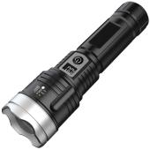 фонарь pld-008 white laser led pm10-tg, li-ion аккум., power bank, индикация заряда, зу type-c, zoom, box, оптом, купить