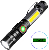 фонарь bl-502-t6+cob, 1x18650, магнит, зажим, zoom, зу microusb, оптом, купить