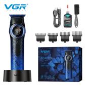 триммер vgr v-977 blue, регулировка мощности 6000 - 8000 rpm, 2500 mah, 4 насадки, led display, оптом, купить