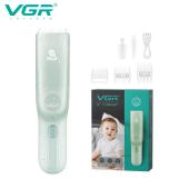 детская машинка для стрижки с функцией сбора волос vgr v-155 green, 3 безопасные насадки, бесшумная, ipx8, оптом, купить