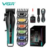 аккумуляторная машинка для стрижки (clipper) vgr v-273 green, 6 насадок, 8000 rpm, 3000 mah, led display, оптом, купить
