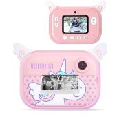 детский фотоаппарат мгновенной печати yt008, pink unicorn с поддержкой microsd card, 3y+, wifi , оптом, купить