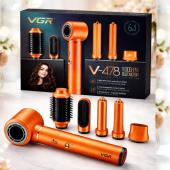 фен-стайлер vgr 6 в 1 v-478 orange, 5 насадок, 3 скорости, 2 режима температуры, 11000rpm, 1400w, оптом, купить