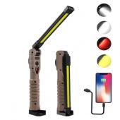 фонарь worklight wl-08-xpe+cob(white+yellow+red), power bank, li-ion аккум., поворот180º+180º, магнит, зажим, крюк, зу type-c, box, оптом, купить