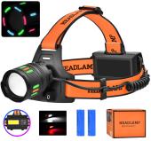 фонарь налобный night vision fluorescence bl-t203-tg+cob(white+red), 2x18650, 1 режим, зу type-c, zoom, оптом, купить