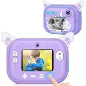 Изображения для Дитячий фотоапарат миттєвого друку YT008, PURPLE  UNICORN з підтримкою microSD card, 3Y+