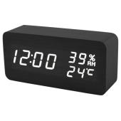 часы сетевые vst-862s-6 белые, (корпус черный) температура, влажность, usb, оптом, купить