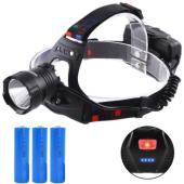 фонарь налобный xq-218-hp50, power bank, 3x18650, signal light, индикация заряда, зу microusb, box, оптом, купить