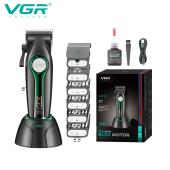 аккумуляторная машинка для стрижки (clipper) vgr v-010 green, 6 насадок, 7500 rpm, 2600 mah, led display, оптом, купить