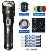 фонарь night vision fluorescence ak177-white laser led pm60-tg, 8x18650 3.7v, power bank, зу type-c, zoom, 5 фильтров, оптом, купить