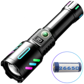 фонарь night vision fluorescence 1143-white laser led pm10-tg, 1x26650, power bank, зу type-c, zoom, оптом, купить