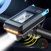 велофара с компьютером и сигналом mt-088-t6, 450lum, 18650 (2200mah), выносная кнопка, waterproof, зу microusb, оптом, купить