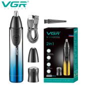 триммер vgr 2 в 1 v-619 blue, 2 насадки - триммер для носа, шейвер, оптом, купить