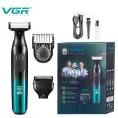 бритва-триммер для стрижки бороды и усов vgr v-361 green, led display, ipx6, оптом, купить