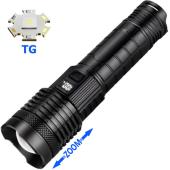 фонарь pld-h007  white laser led pm10-tg, li-ion аккум., power bank, индикация заряда, зу type-c, zoom, box, оптом, купить