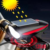 велофонарь с сигналом 7599/s7588, солнечная батарея, waterproof, li-ion аккум., зу type-c, оптом, купить