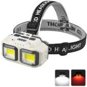 фонарь налобный hx-816-2cob(white+red), waterproof, 1x18650, зу type-c, box, оптом, купить