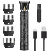 машинка (триммер) для стрижки волос и бороды t9-2 black, li-ion аккум., 4 насадки (1.5, 2, 3, 4 мм), оптом, купить