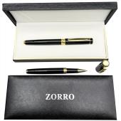 ручка роллерная zorro в подарочной коробке (черная с золотистыми вставками) 249, оптом, купить