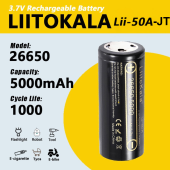 аккумулятор высокотоковый 26650, liitokala lii-50a-jt, 5000mah, оригинал, оптом, купить