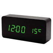 часы сетевые vst-862-4 зеленые, (корпус черный) температура, usb, оптом, купить