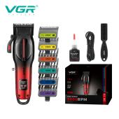 аккумуляторная машинка для стрижки (clipper) vgr v-026 red, 6 насадок, 9000 rpm, led display, оптом, купить