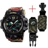 часы наручные 1155bag skmei, red camo + ремешок paracord, green camo, 18 мм, оптом, купить