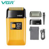 электробритва vgr v-357 шейвер gold, двойное лезвие, 2 насадки, выдвижной триммер, ipx6, led display, оптом, купить