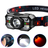 фонарь налобный xs-09-lm+6smd(white+red), motion sensor, li-ion аккум., зу type-c, оптом, купить