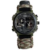 часы наручные 2202cmgn skmei paracord, green camo, compass, термометр, свисток, кресало, оптом, купить