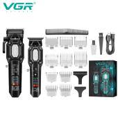комплект vgr 2 в 1 v-600&900 black, аккумуляторная машинка для стрижки (clipper) и триммер, 10 насадок, led display, 7000 rpm, оптом, купить