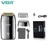 электробритва vgr v-399 шейвер silver, влагостойкая, дополнительная насадка, led display, металлическая, оптом, купить