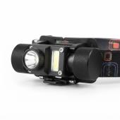 фонарь налобный xq-210-2-t6+cob, 1x18650, зу microusb, оптом, купить