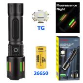фонарь night vision fluorescence cb-611-tg, индикация заряда, 1x26650/3xaaa, зу type-c, zoom, box, оптом, купить