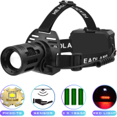 фонарь налобный carbon bl-2322-tg+3led(white+red+blue+green), motion sensor, 3x18650, зу type-c, zoom, оптом, купить