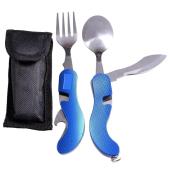 многофункциональный набор для кемпинга 4 в 1 из нержавеющей стали traveler k-544 black/blue, оптом, купить