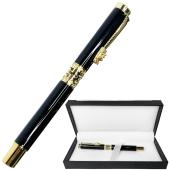 шариковая ручка в подарочном футляре, черная с золотыми вставками honest 3217, оптом, купить