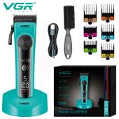 аккумуляторная машинка для стрижки (clipper) vgr v-199 green, 6 насадок, led display, оптом, купить