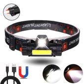 фонарь налобный bl-8101-xpe+cob, li-ion аккумулятор, диммер, магнит, зу microusb, оптом, купить