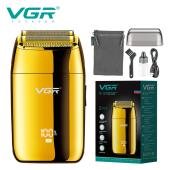 электробритва vgr v-399 шейвер gold, влагостойкая, дополнительная насадка, led display, металлическая, оптом, купить