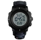 часы наручные 1213bk skmei paracord, black big size, compass, термометр, свисток, кресало, оптом, купить