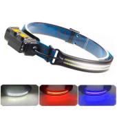 фонарь налобный bl-w691-2cob (white+red+rgb), motion sensor, li-ion аккум., зу type-c, box, оптом, купить