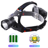 фонарь налобный xq-218-hp50, power bank, 3x18650, signal light, индикация заряда, зу microusb, box, оптом, купить