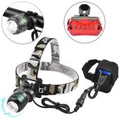 фонарь налобный police b03a/b06b-t6, stop-5led, зу 220v, усиленный 4х18650, 2хааа, zoom, велокрепление, box, оптом, купить