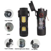 фонарь multifunctional d66-cob, li-ion аккумулятора., индикация заряда, зажигалка, зу type-c, box, оптом, купить